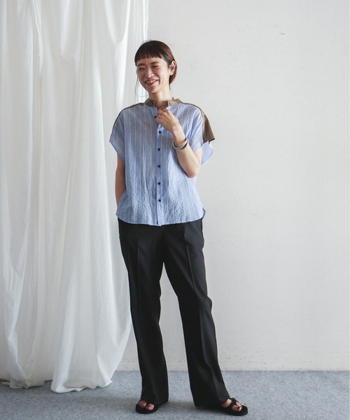 「FIL DE FER」 半袖ブラウス FREE ブラウン レディース_画像9