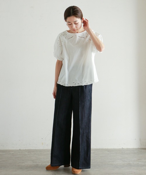 「NOMBRE IMPAIR」 半袖ブラウス FREE ホワイト レディース_画像7