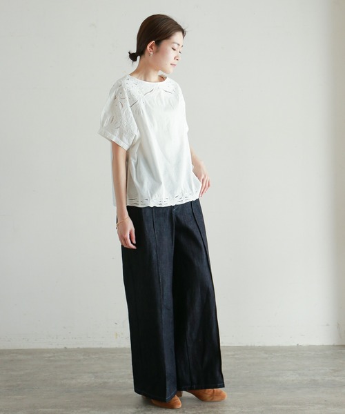 「NOMBRE IMPAIR」 半袖ブラウス FREE ホワイト レディース_画像9