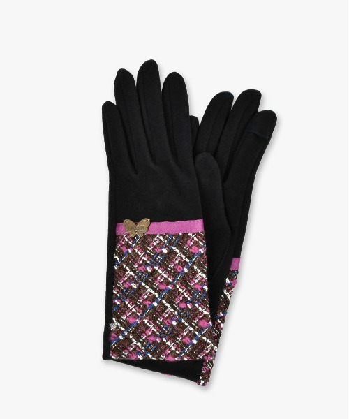 ANNA SUI（アナスイ） 手袋 バタフライメタル カラーミックスツイード