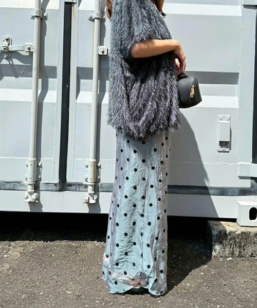 Myu（ミュー） スラックス パンツ フロッキードット リラックスワイド