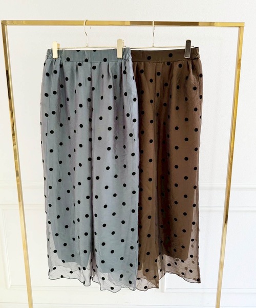 Myu（ミュー） スラックス パンツ フロッキードット リラックスワイド