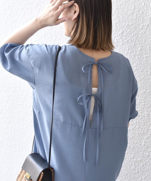 「SHIPS.me」 半袖ワンピース - ブルーグレー レディース_画像2