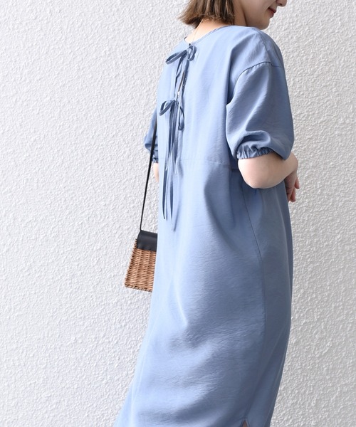 「SHIPS.me」 半袖ワンピース - ブルーグレー レディース_画像5