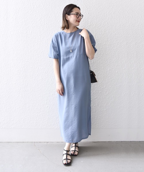「SHIPS.me」 半袖ワンピース - ブルーグレー レディース_画像8