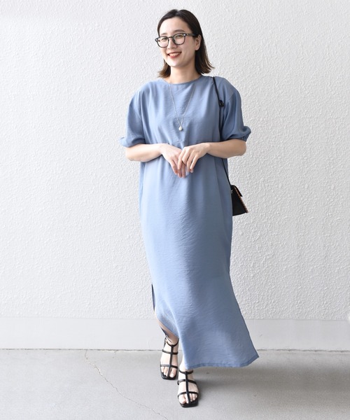 「SHIPS.me」 半袖ワンピース - ブルーグレー レディース_画像9