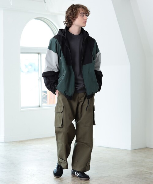 【美品】GERRY×BEAMS HEART ビッグシルエット　ブルゾン　グリーン GERRY」 ブルゾン「BEAMS HEARTコラボ」 LARGE ダークグリーン メンズ