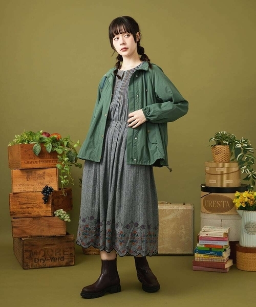 ホコモモラ（JOCOMOMOLA）/Cama de flores コットンヘリンボーンフレアスカート Jocomomola（ホコモモラ） スカート Cama de flores コットン