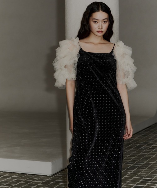 ANDRESD ミキシングフリルボレロ ANDRESD カーディガン 半袖 ミキシングフリルボレロ / mixing frills