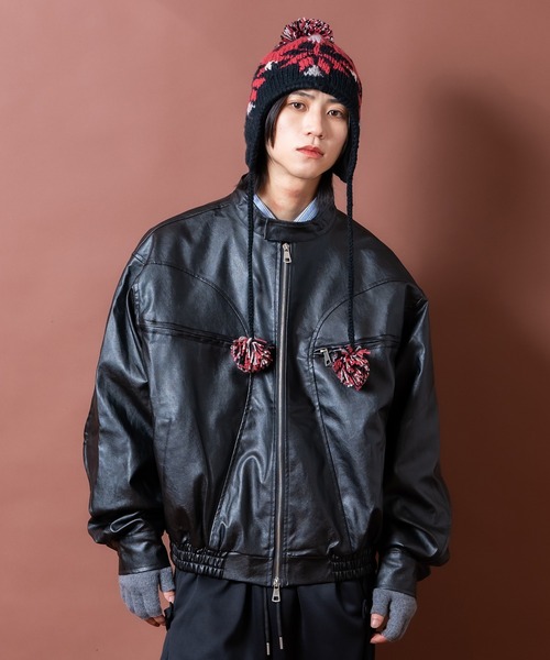 革ジャン ライダース a.p.o.v. オーバーサイズ合成皮革シングル