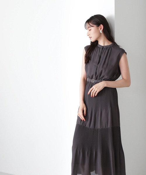 「NATURAL BEAUTY BASIC」 ノースリーブワンピース MEDIUM ワイン レディース_画像3