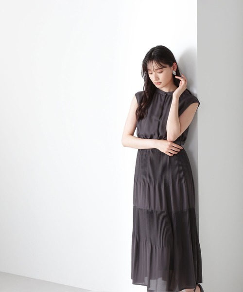 「NATURAL BEAUTY BASIC」 ノースリーブワンピース MEDIUM ワイン レディース_画像4
