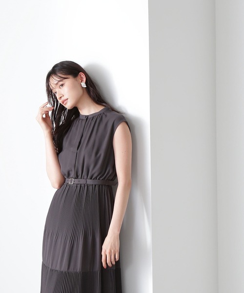 「NATURAL BEAUTY BASIC」 ノースリーブワンピース MEDIUM ワイン レディース_画像5