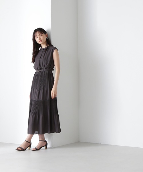 「NATURAL BEAUTY BASIC」 ノースリーブワンピース MEDIUM ワイン レディース_画像7