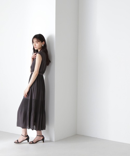 「NATURAL BEAUTY BASIC」 ノースリーブワンピース MEDIUM ワイン レディース_画像8