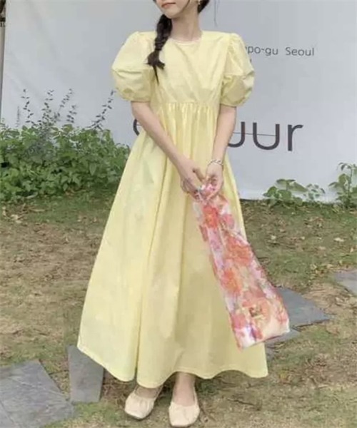 「Dream garden」 半袖ワンピース S ブルー レディース_画像6