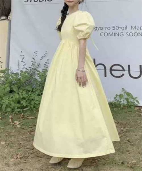 「Dream garden」 半袖ワンピース S ブルー レディース_画像8