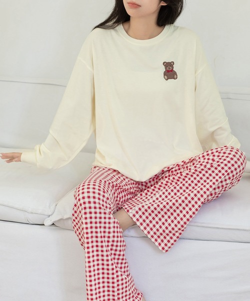 DAY CLOSET パジャマ ルームウェア 「セットアップ」長袖ワンポイント