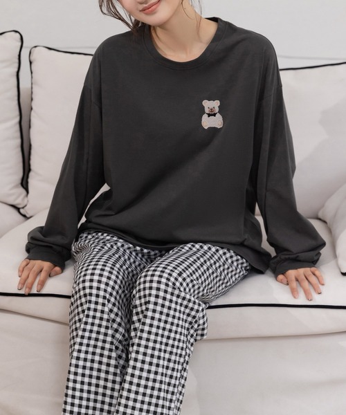 DAY CLOSET パジャマ ルームウェア 「セットアップ」長袖ワンポイント