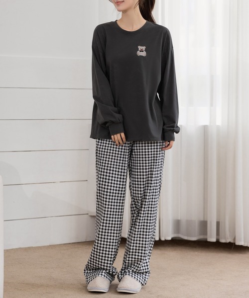 DAY CLOSET パジャマ ルームウェア 「セットアップ」長袖ワンポイント