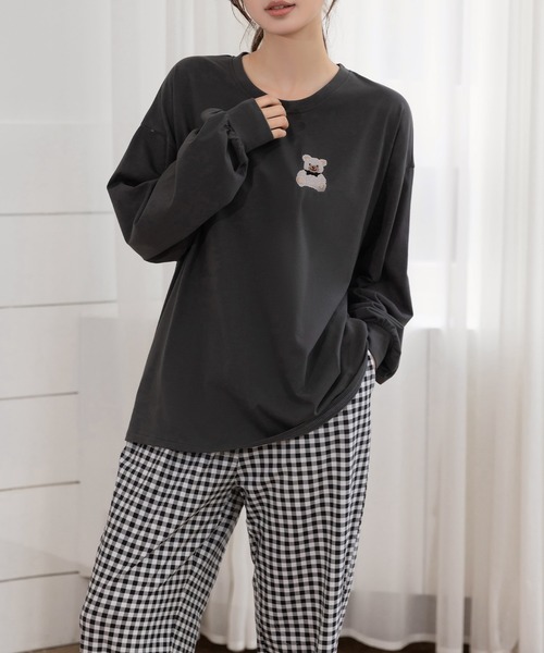 DAY CLOSET パジャマ ルームウェア 「セットアップ」長袖ワンポイント