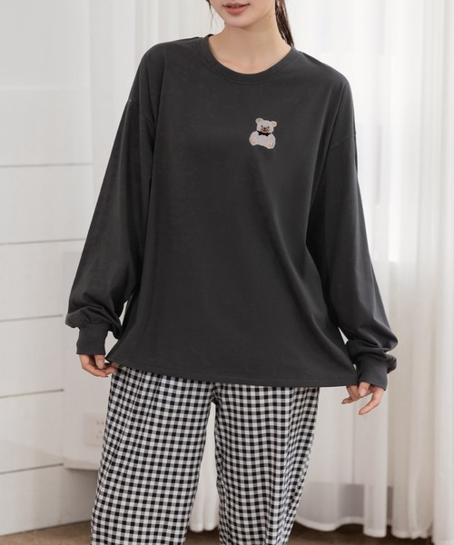 DAY CLOSET パジャマ ルームウェア 「セットアップ」長袖ワンポイント
