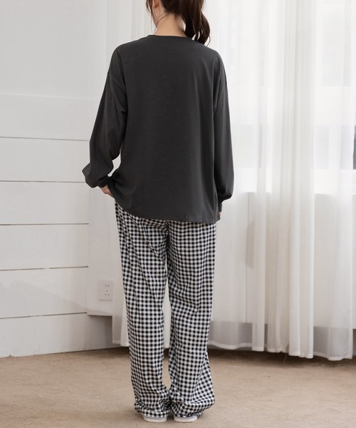 DAY CLOSET パジャマ ルームウェア 「セットアップ」長袖ワンポイント
