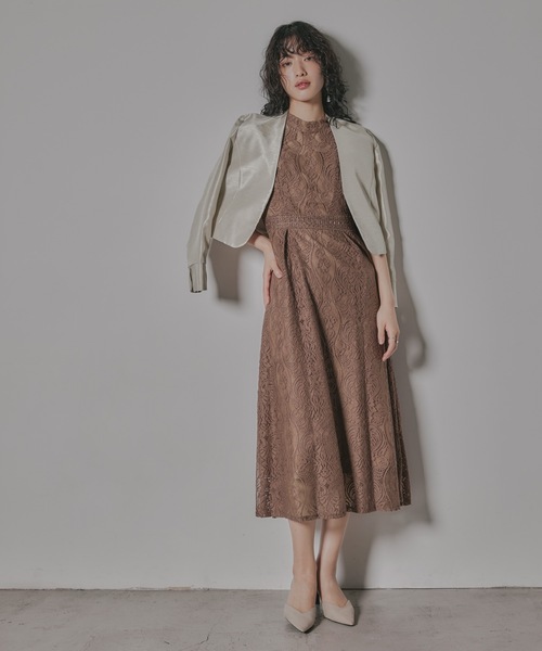 「niana」 ノーカラージャケット 13号 ゴールド レディース_画像7