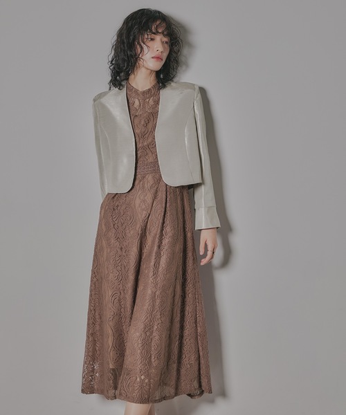 「niana」 ノーカラージャケット 13号 ゴールド レディース_画像9