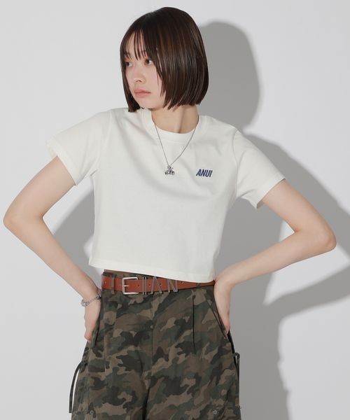 「Anui」 半袖Tシャツ SMALL オフホワイト レディース_画像6
