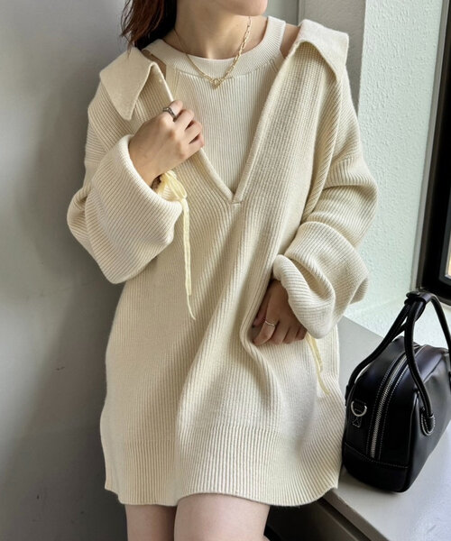 「mystic」 長袖ニット FREE グリーン レディース_画像3