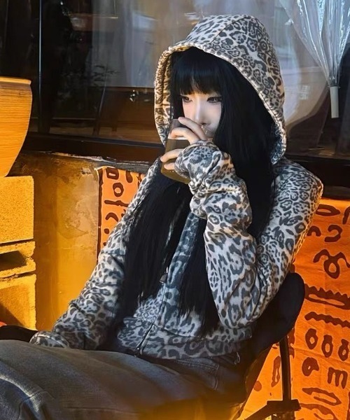 ViViDAY パーカー ヒョウ柄ジップアップパーカー レディース