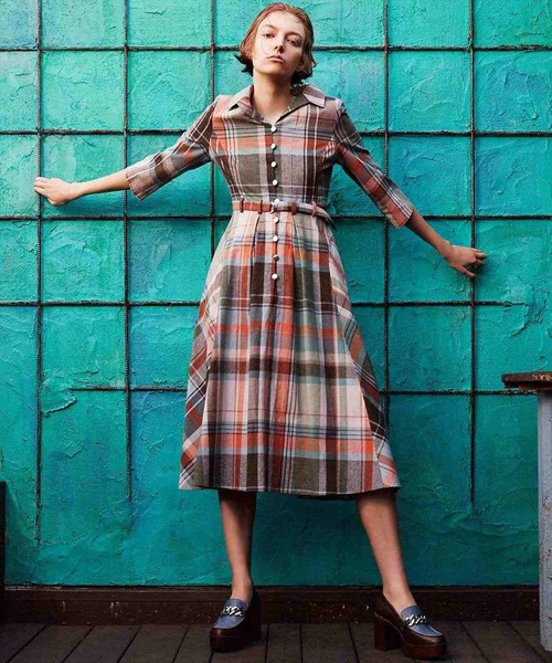 「REDYAZEL」 7分袖ワンピース SMALL グリーン系その他 レディース_画像3