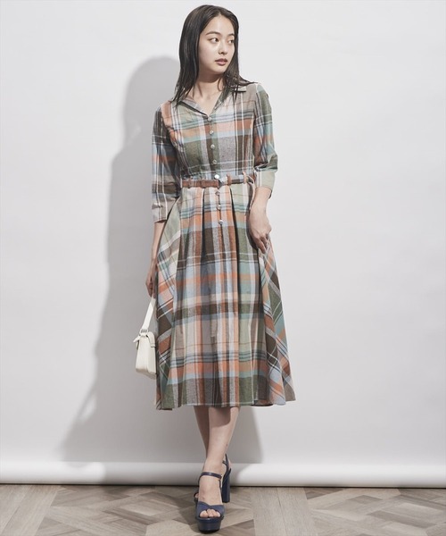 「REDYAZEL」 7分袖ワンピース SMALL グリーン系その他 レディース_画像4