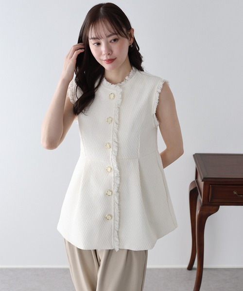 BLUEEAST（ブルーイースト） ベスト ジレ ツイードペプラムフォルム