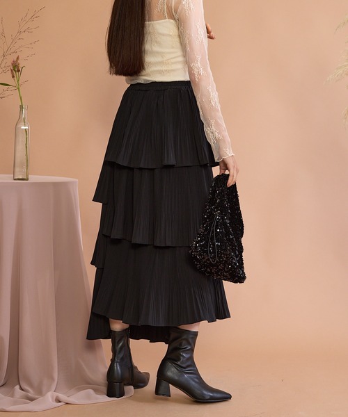 「paravion」 フリルスカート FREE ブラック レディース_画像9