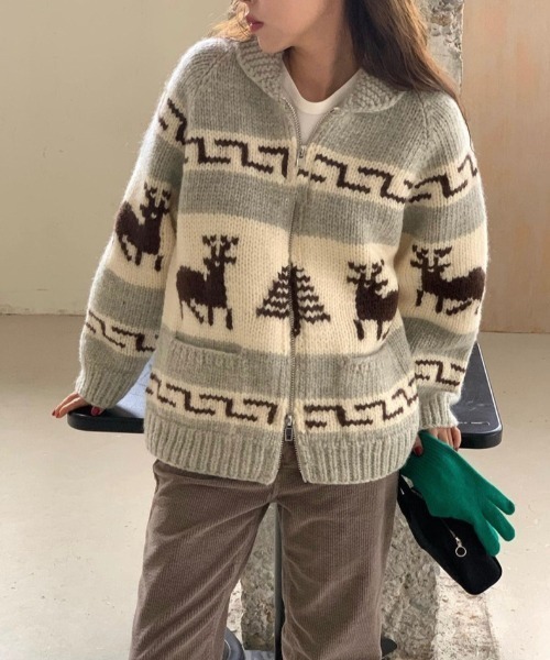 「SHEENA」 長袖ニット M グレー レディース_画像4