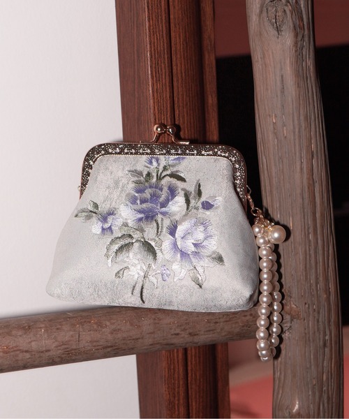 IMARI ポーチ 「 IMARI / イマリ 」 フラワー 刺繍 がま口 ポーチ