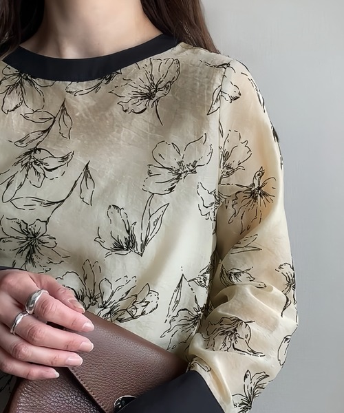 「JUNOAH」 長袖ブラウス MEDIUM ライトグレー レディース_画像5