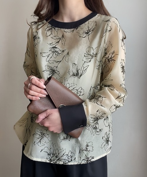 「JUNOAH」 長袖ブラウス MEDIUM ライトグレー レディース_画像6