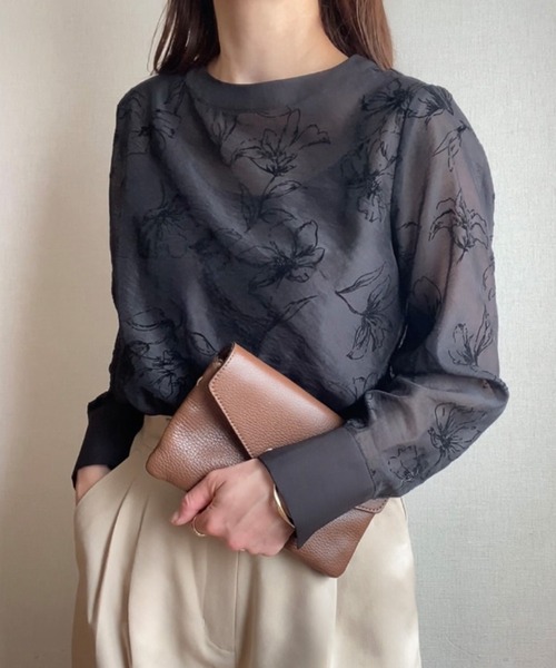 「JUNOAH」 長袖ブラウス MEDIUM ライトグレー レディース_画像7