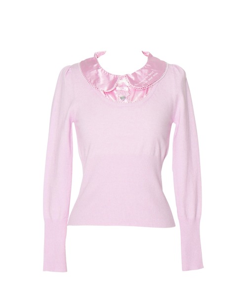 AVENCHUMU ニット セーター Satin blouse ribbon jewele knit tops