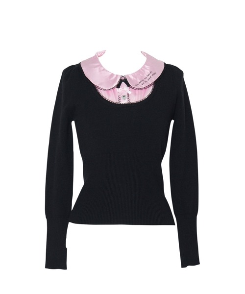AVENCHUMU ニット セーター Satin blouse ribbon jewele knit tops