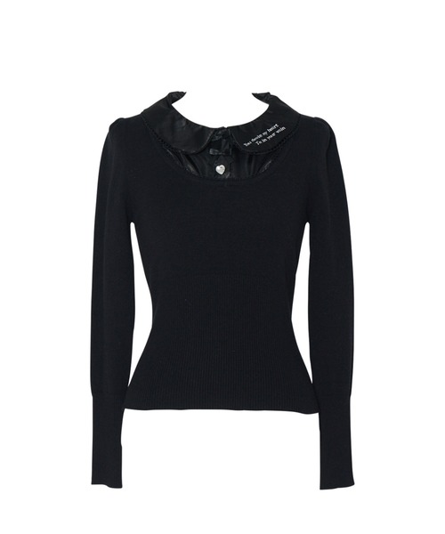 AVENCHUMU ニット セーター Satin blouse ribbon jewele knit tops