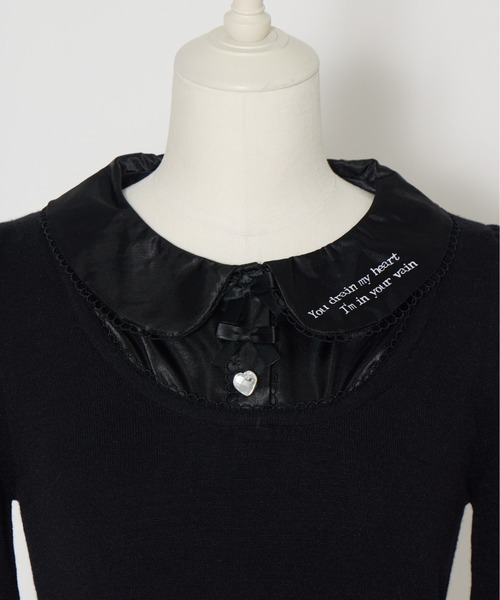 AVENCHUMU ニット セーター Satin blouse ribbon jewele knit tops