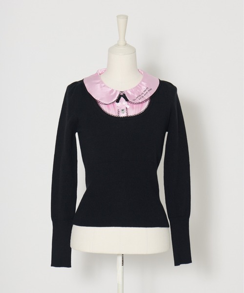AVENCHUMU ニット セーター Satin blouse ribbon jewele knit tops