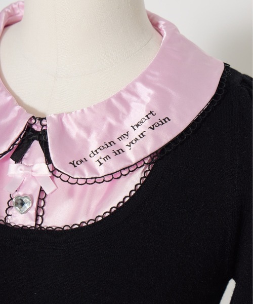 AVENCHUMU ニット セーター Satin blouse ribbon jewele knit tops