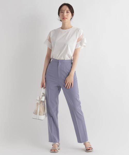 「Andemiu」 半袖カットソー フリ- ブルー レディース_画像3