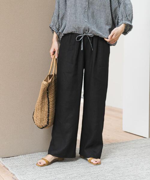 パンツ リネンイージーパンツ レディースの画像