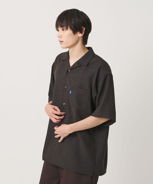 「新品」ROUGH AND SWELL 半袖シャツ M 黒 NICE WEATHER シャツ 半袖 「NICE WEATHER」チェックオーバー ショート